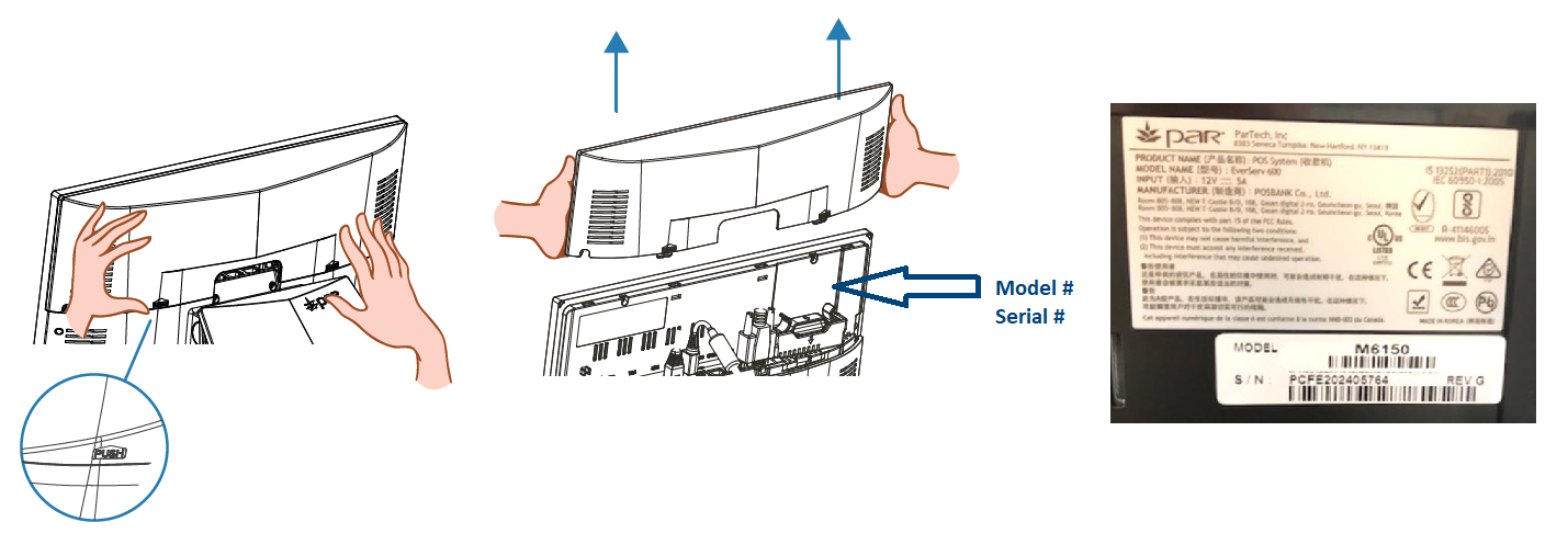 How do I locate the model and serial numbers on PAR EverServ terminals?